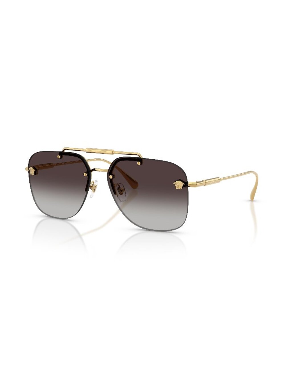 New Versace Women's Sunglasses Gold Grey Lens Metal Frame VE2296 100284 60